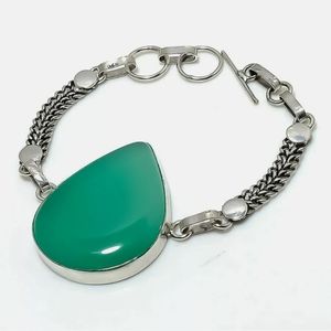 New Green Onyx 925 Silver Bracelet.